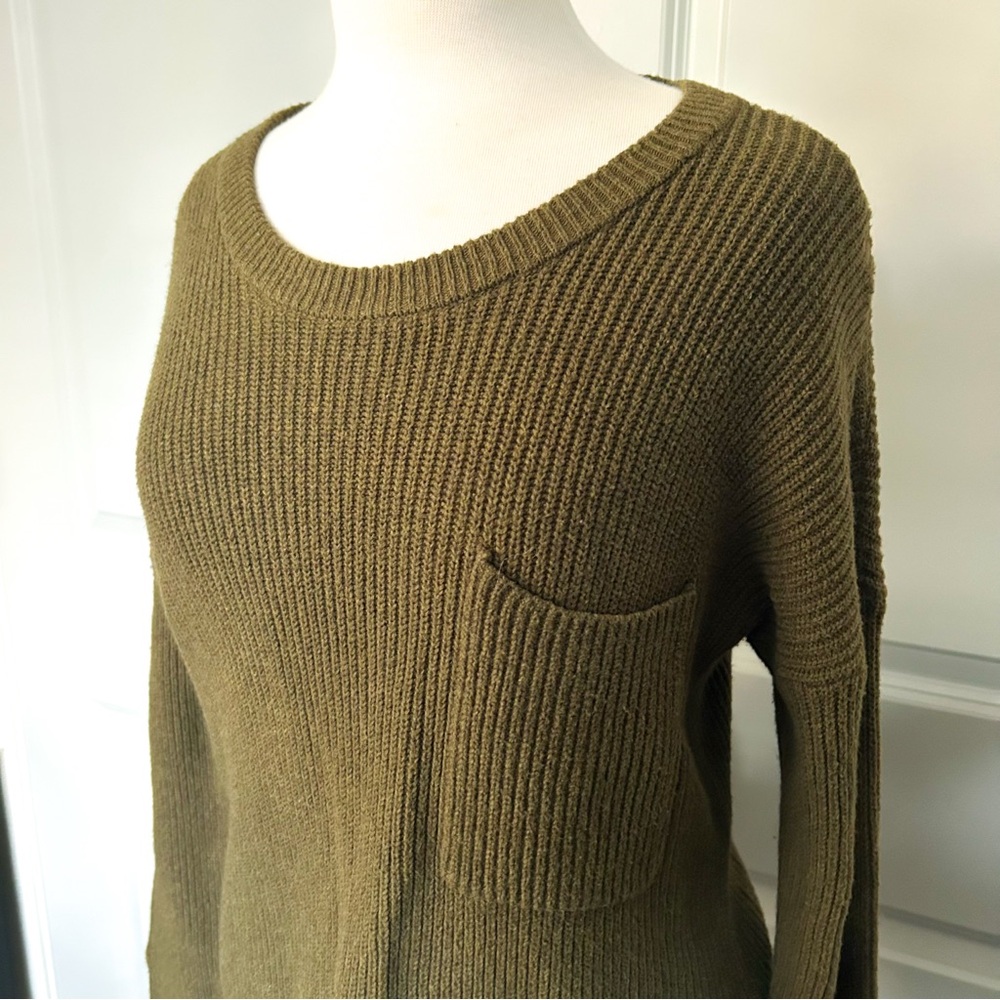 Madewell Thompson Pocket Pullover Sweater Heather Elm Green Size M - Picture 9 of 16